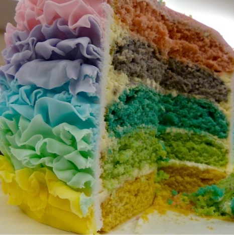 Adele's cake was multi-coloured inside as well 